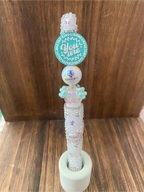 New Aqua 'You Are' Affirmations Beaded Pen